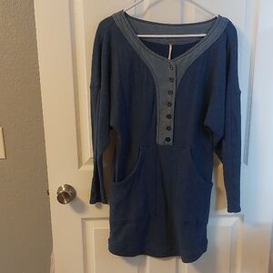 Free People Denim Blue  Dress Sz Small PTP 24" LENGTH 31"